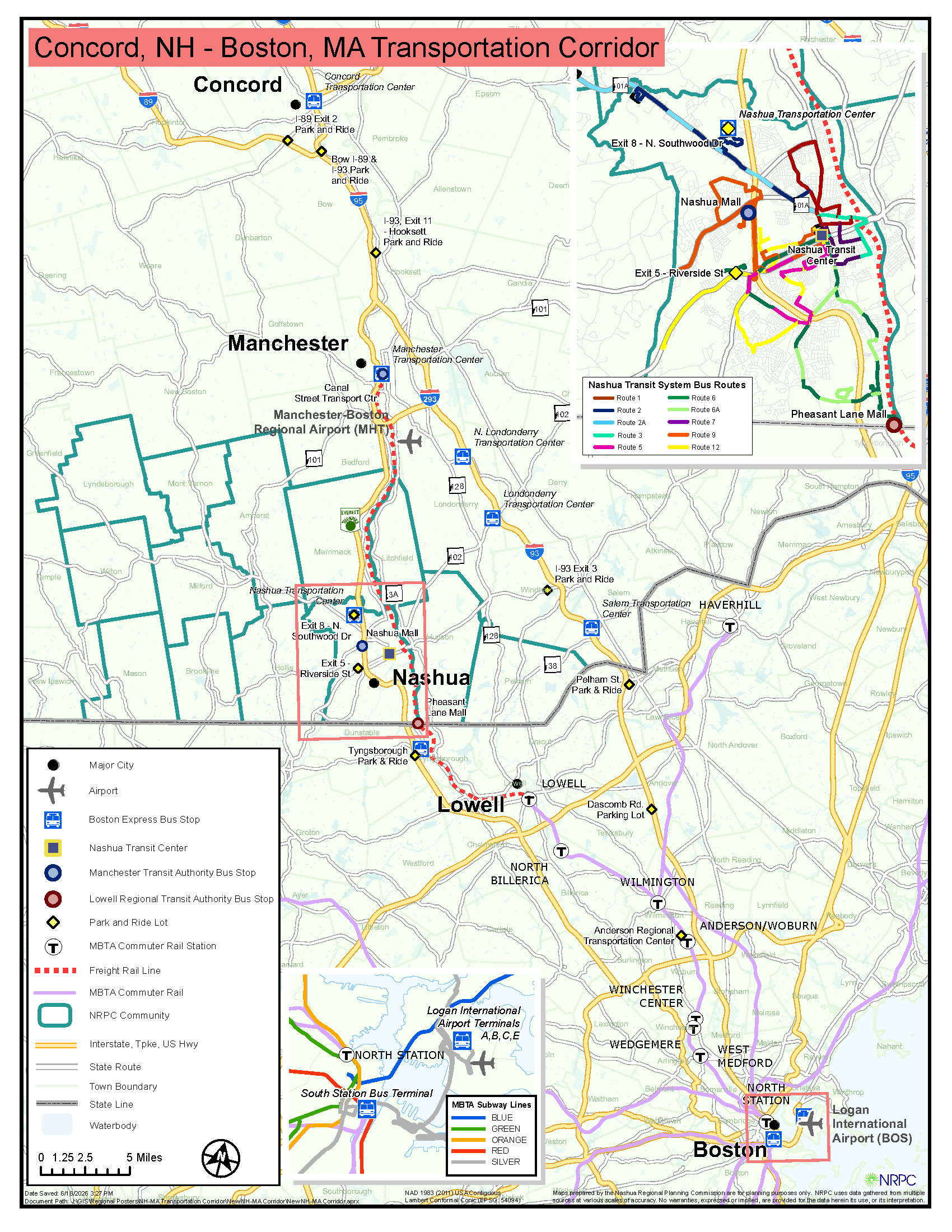 NH-MA Transportation Corridor Map